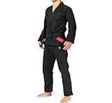 FUJI All-Around Brazilian Style Jiu Jitsu Uniform, Black (Black Lettering), Size A2