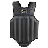 Wesing Martial Arts Muay Thai Boxing Chest Protector MMA Sanda Chest Guard (Black, S)