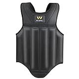 Wesing Martial Arts Muay Thai Boxing Chest Protector MMA Sanda Chest Guard (Black, S)