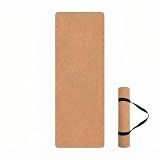 Cork Yoga Mat 6mm Extra Thick TPE Non-Slip Workout Mat with Alignment Lines for Hot Yoga and Home Gym (brown)