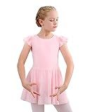 Stelle Ruffle Sleeve Little kid Girls Dance Leotards with Ballerina Dress Pink,5T