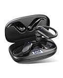NDO Wireless Earbuds Bluetooth 5.3 Headphones Sport,IPX7 Waterproof Sports Earphones with Earhooks,48H Playtime,Lightweight 7.8g,Fast Charging Case,Noise Cancelling Mic for Running Gym Workout-Black