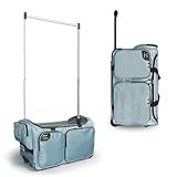 Travolution NEW Glittering Dance Bag with Garment Rack, 23 Inch Rolling Duffel With Wheels, Ideal for Competitions & Travel, Easy-assembly Lightweight Aluminum Clothes Rack (Glitter Blue)