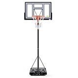 Sweetcrispy 6.1-10FT Portable Basketball Hoop Outdoor, Adjustable Height, 44 Inch Shatterproof Backboard/Shock Absorbent Rim, Fillable Base, 2 Wheels for Backyard