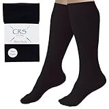 CRS Cross Figure Skating Socks (2 Pair) Premium Knee High Tights for Ice Skates, Footed Skate Sock, Ice Skating and Dance (Biellmann Black)
