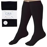 CRS Cross Figure Skating Socks Knee High Skating Tights, 2 Pair,Black