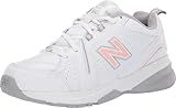 New Balance Women's 608 V5 Casual Comfort Cross Trainer, White/Pink, 6.5 Wide