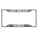 FANMATS 17211 New England Patriots Chrome Metal License Plate Frame, Team Colors, 6.25in x 12.25in