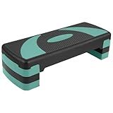 Fitvids Step Aerobic Platform, 31" Exercise Step with 3 levels Adjustable Height, 4 Stackable Risers, Fitness Training Workout Stepper for Home Gym, Cardio Strength, Black & Blue