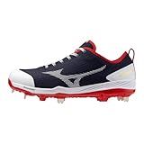 Mizuno Dominant 4 Low Men's Metal Baseball Cleat | Navy/Red | US Men's Size 10.5