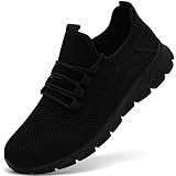ZMBCYG Black Sneakers for Women Men Tennis Running Gym Slip On Fashion Shoes Lightweight Athletic Shoes All Black Size Women 9/ Men 8