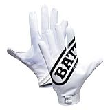 Battle Sports Double Threat Wide Receiver Football Gloves - Adult and Youth Football Gloves - Ultra Stick Gloves - Youth X-Large, White