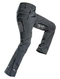 Moosehill Men's Fleece-Lined Snow Pants: Thigh Vents, Grey, 32W x 30L