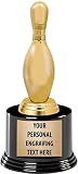 Crown Awards Bowling Trophies with Custom Engraving, 7.25" Personalized Gold Bowling Pin Trophy On Deluxe Round Base 1 Pack Prime