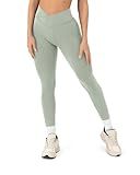 PAVOI ACTIVE Pilates Crossover Leggings for Women | Buttery Soft High Waisted V Cut Cross Waist Workout Yoga Pants | FlexFlow, Medium, Sage