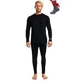 100% Merino Wool Base Layer Men Set - Thermal Underwear for Men Long Johns (Large, 165 LITE Black)