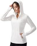 Soothfeel Women's UPF 50+ Sun Protection Hoodie Jacket Lightweight Long Sleeve Sun Shirt for Women with Pocket Hiking Outdoor B-White