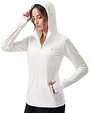 Soothfeel Women's UPF 50+ Sun Protection Hoodie Jacket Lightweight Long Sleeve Sun Shirt for Women with Pocket Hiking Outdoor B-White