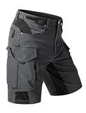 Moosehill Men's Hiking Cargo Shorts: Quick Dry 9 Pockets (Self-Storing) (Dark Grey, 34)
