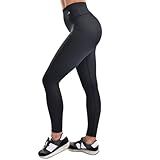 CompressionZ Women's Compression Leggings High Waisted Performance Shaping Gym, Pilates, Travel, Yoga, Workout Pants Black Medium