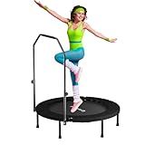 SkyBound Rebounder Trampoline for Adults - Indoor Mini Trampoline with Bar, Fitness Rebounder with 3 Adjustable Foam Handles, Exercise Trampoline for Adults Indoor/Garden Workout