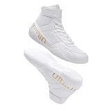 Men's Wrestling Shoes with Lightweight,Sdtdid Boxing Shoes for Gym, Training, Powerlifting,Etc. White