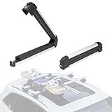 Gearantics 16.3 Inch Car Roof Ski & Snowboard Rack,Fishing Rod Rack, Fits 2 Pairs Skis or 2 Fishing Rods, with Anti-Theft Lock & TPV Rubber Padding, Fits Square/Round/Aero/Oval Cross Bars, Silver