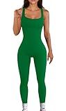 YIOIOIO Women Workout Seamless Jumpsuit Yoga Ribbed Bodycon One Piece Tank Top Leggings Romper