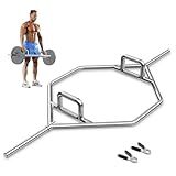 GYMAX Olympic Hex Bar - Folding Trap Bar with Two-Handle, Chrome Finish, 56" Length, 1" Sleeve, 800Lbs Capacity (Silver)