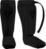 RDX Shin Guards Kickboxing Muay Thai, SATRA Approved, MMA Leg Instep Protection Pads, Sparring Training Martial Arts Boxing, Elasticated Padded Protector, Karate BJJ Taekwondo Gear, Men Women