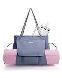 sportsnew Yoga Mat Bag Tote Yoga Gym Bags For Women Men with Waterproof Wet Pocket & Hook-and-loop, Quick Access Storage Yoga Mat Bag Carrier, Gray Blue