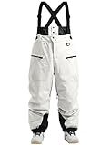 IMPHUT Ski Pants Snowboard Pants for Men, Baggy Snow Pants Insulated Waterproof Windproof, Mens Snow Bibs Overall Beige