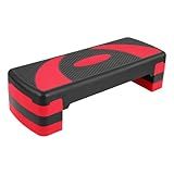 BalanceFrom 31-Inch Lightweight and Portable Aerobic Workout Stepper Platform with Adjustable Height and Raisers, for Home Workout, Black/Red