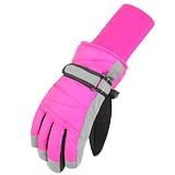 MAGARROW Kids Winter Warm Gloves Windproof Water-Resistant Snow Boys Girls Sport Gloves (Hot Pink - Long Cuff, 4-6 Years)
