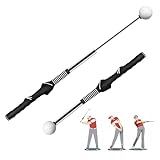HRUIYL Retractable Golf Swing Trainer, Golf Grip Trainer, Golf Training Aid for Warm-Up, Golf Swing Training Aid, Grip Trainer Golf Club, Strength & Tempo Training for Chipping Hitting # Black