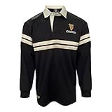 Traditional Craft Rugby Shirt for Men Ireland Long Sleeve Black Harp Tape (US, Alpha, XX-Large, Regular, Regular, Black)