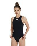 ARENA Women's Standard Team Solid Polo One Piece Swimsuit Water Sports Bathing Suit, Black/White, 30