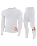 Runhit Thermal Underwear for Men Fleece Lined Long Johns Base Layer Top Bottom Set Cold Weather Gear Hunting Running Skiing Cycling White L