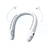 SAIMIUBO Neck Fan,Hands Free Bladeless Neck Fans Portable Rechargeable - 5 Speed 4000 mAh Battery USB Operated Magnetic Earbuds Design - for Men Women Outdoor Indoor (White)