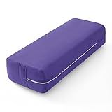 Wellsin Yoga Bolster Pillow for Restorative - Yoga Meditation Pillow with Washable Suede Cover, 27"X10" X5.5", Purple