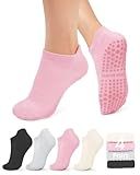 yeuG Pilates Socks with Grips for Women Non Slip Grip Socks for Yoga, Barre, Hospital Grippy Ankle Socks Womens Gifts