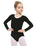 Stelle Girls Long Sleeve Ballet Leotard Cotton for Dance(Black,4-5 Years) | Soft cotton, Breathable, Full front lining, Ballet, Gymnastic, Performance, Party, Cheer leading, Toddler, Little Big Kids