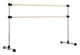 VITA Barre Portable Freestanding Double Ballet Barre, Prodigy, 6 Ft Bars, Satin Silver | Adjustable Height, USA Made, Home or Gym Exercise Equipment for Kids & Adults | Dance, Fitness, Pilates