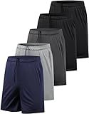 AKAWOOKO 5 Pack Men's Athletic Gym Shorts with Pockets Quick Dry Activewear Workout Running Shorts for Men