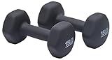 Amazon Basics Neoprene Hexagon Shape Dumbbell Hand Weights, 15 Pounds, Home Workout, Dark Grey, Pair