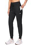 G Gradual Women's Fleece Lined Joggers High Waisted Water Resistant Thermal Winter Sweatpants Running Hiking Pockets(Black, M)