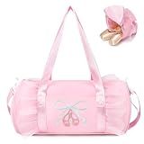 Dance Bag for girls, KUIRAN 8L Dance Duffel Bag with Separate Shoe Compartment Lightweight Water-resistant Sport Bag for Dance, Ballet, Gym, Travel - Pink