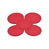 Air Hockey Pucks 2.5 Inch (63mm) - 5 Pack Red Replacement Pucks for 4ft, 5ft & 6ft Home Tables - Lightweight Pro-Glide Plastic for Kids Arcade, Tabletop Games & Rec Room Accessories