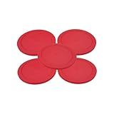 Air Hockey Pucks 2.5 Inch (63mm) - 5 Pack Red Replacement Pucks for 4ft, 5ft & 6ft Home Tables - Lightweight Pro-Glide Plastic for Kids Arcade, Tabletop Games & Rec Room Accessories