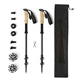 Amazon Basics Trekking Poles, Black, 53in – Lightweight Collapsible Hiking Sticks with Quick Lock, EVA Grip & All-Terrain Accessories – Adjustable Aluminum